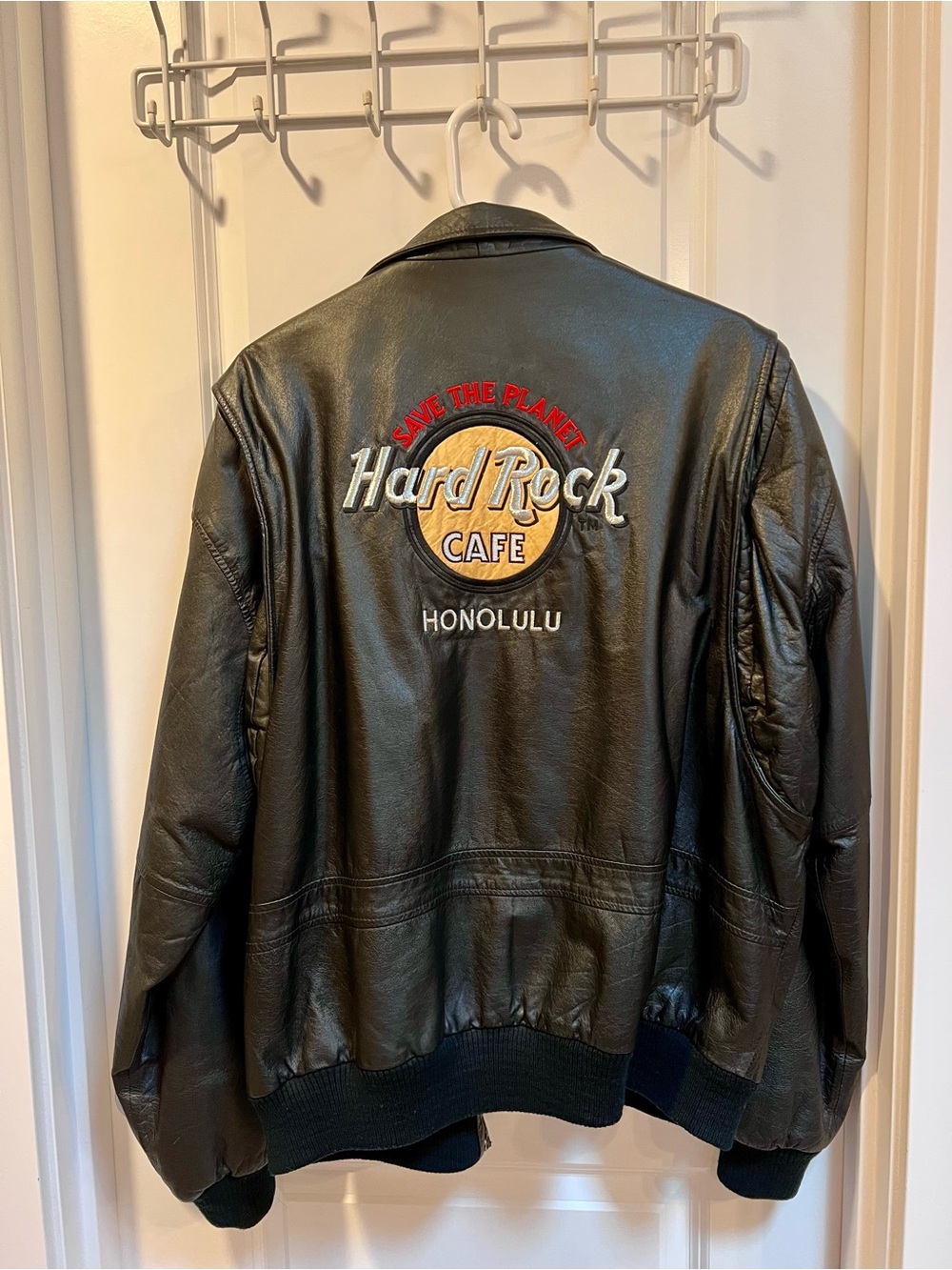Vintage Hard Rock Cafe Honolulu Black Leather Jacket XXL
